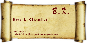 Breit Klaudia névjegykártya